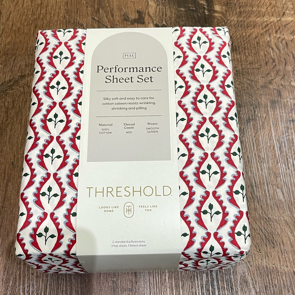 Full Size 400 Thread Count Performance Christmas Holiday Sheet Set - Threshold